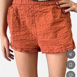 H&M 100% Cotton Gauze Shorts High Waist Burnt Orange Women’s Size Xs